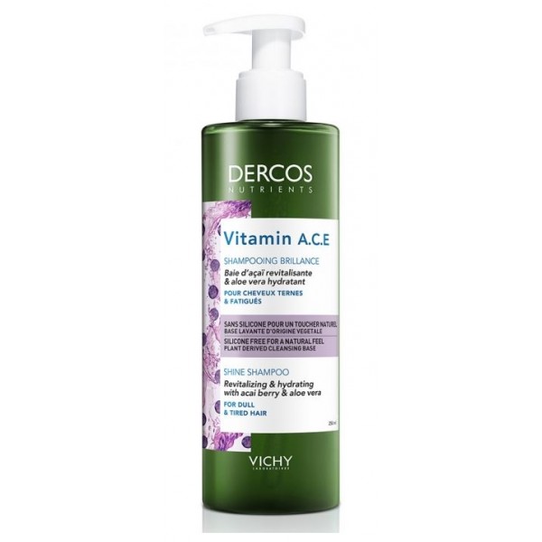 Vichy Dercos Nutrients Shampoing Vitamin A.C.E. Brillance Cheveux Ternes et Fatigués | 250ml