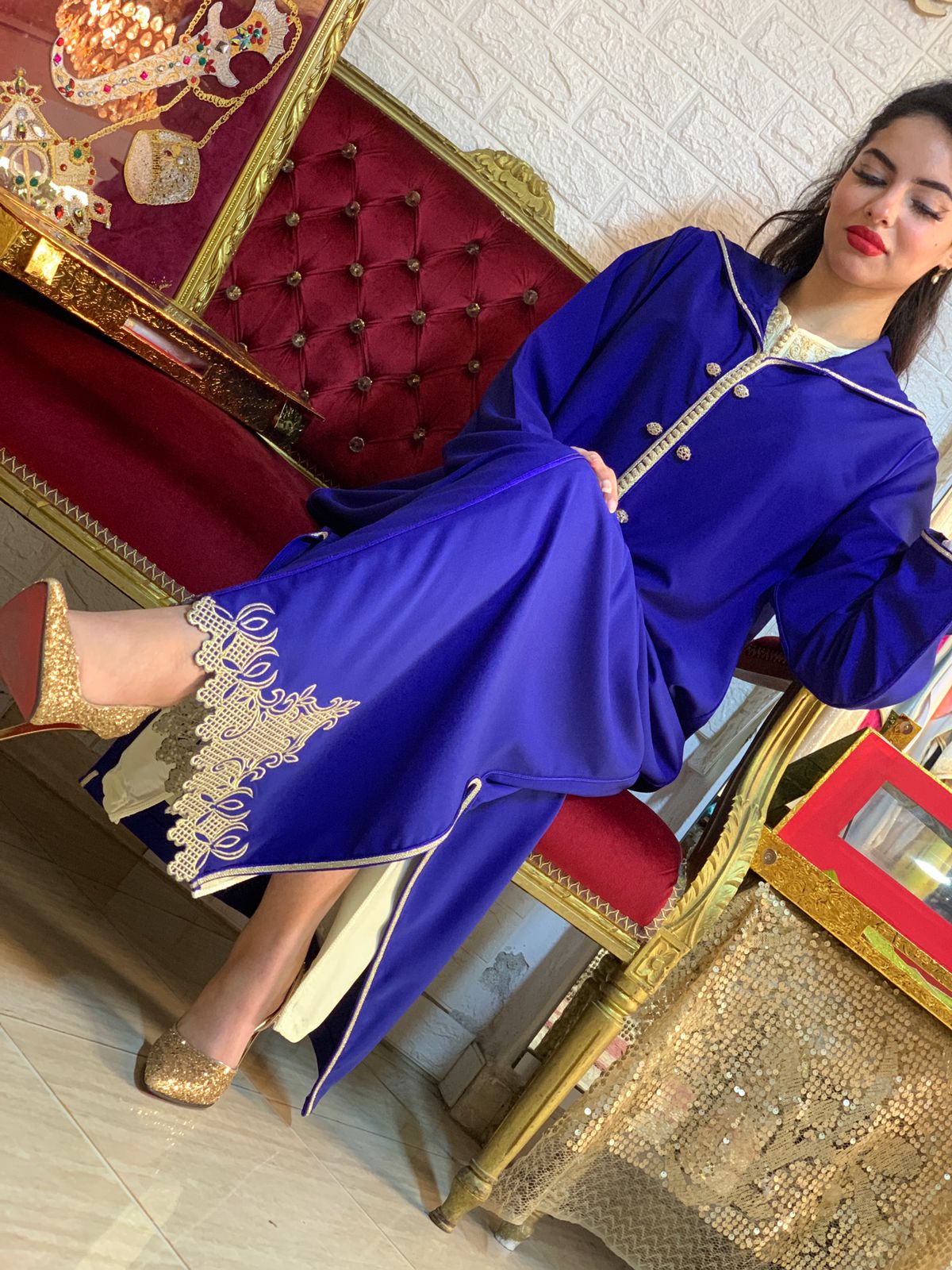 djellaba Marocain haute couture muguet
