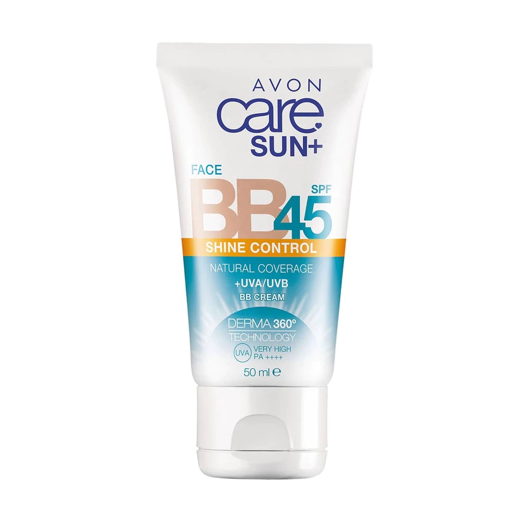 Avon Care Sun+ Crème BB pour le Visage Contrôle des Peaux Luisantes SPF 45 50ml.